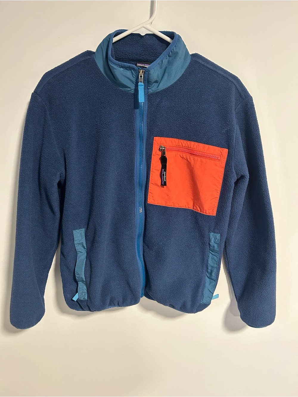 Patagonia Synchilla Fleece Jacket Kids XL- Navy Orange Colorblock